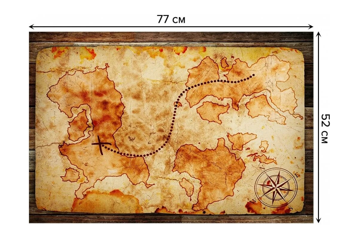 Treasure map орхидея фото Коврик противоскользящий JoyArty "Путь к богатству" для ванной, сауны, бассейна,