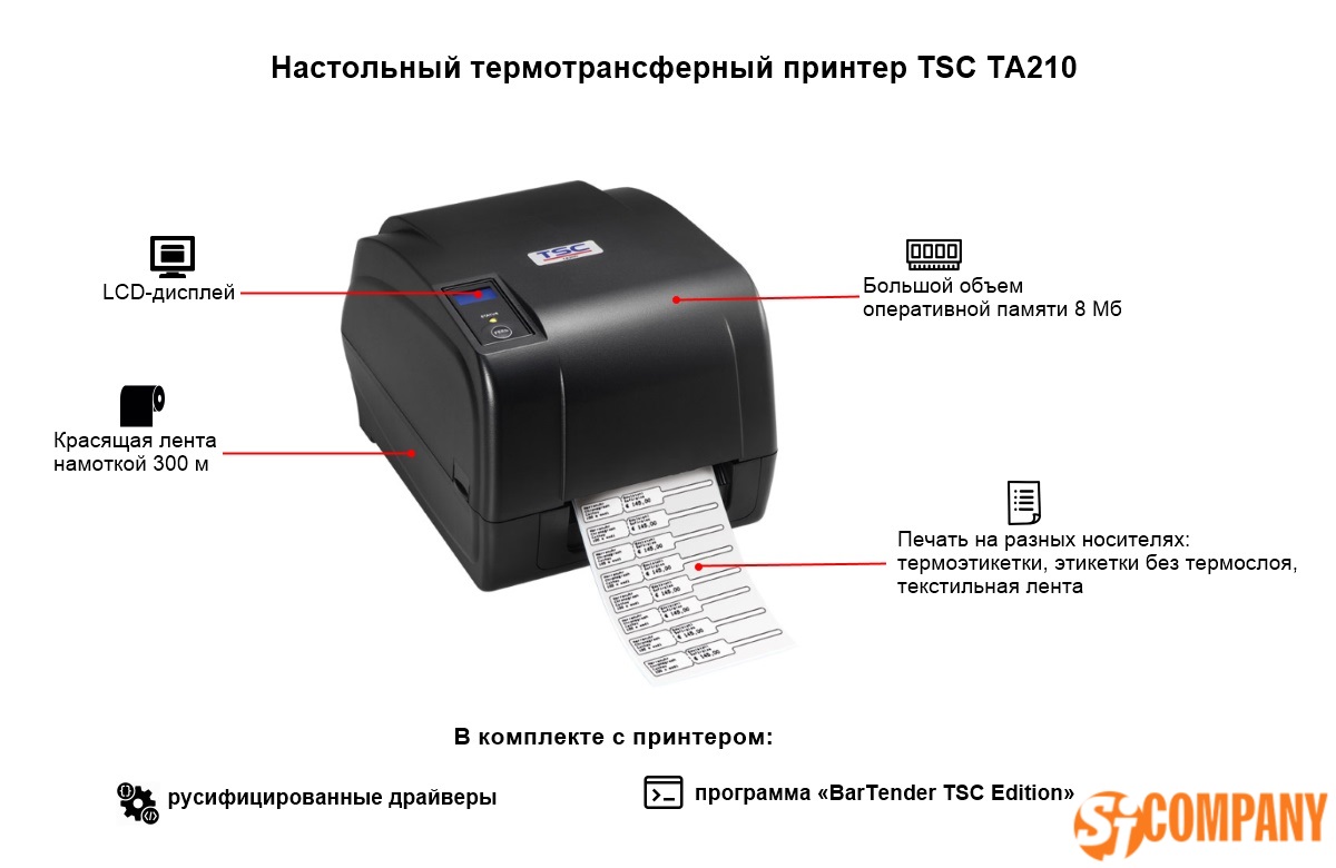 Tsc принтер этикеток как подключить TSC TA210 купить оптом в интернет-магазине SJ Company