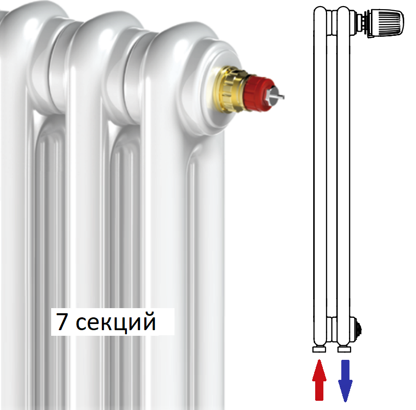 Tubog нижнее подключение RIFAR TUBOG TUB 2180-07-DV1 - 7 секций белый нижнее подключение