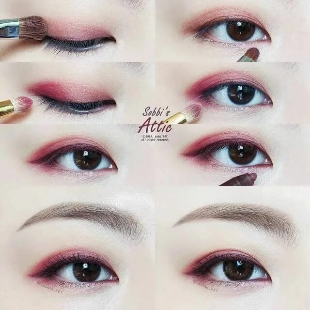 Tutorial корейского макияжа Tutorial Eyeshadow tutorials Korean makeup look, Korean eye makeup, Makeup korea