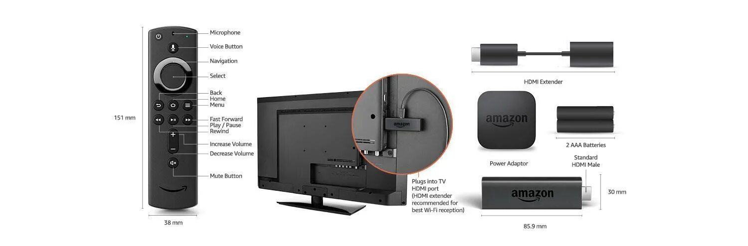 Tv stick подключение к телевизору Amazon Fire Stick Alexa Voice Remote HD TV Streaming 2020 Model 840080537252 eBa