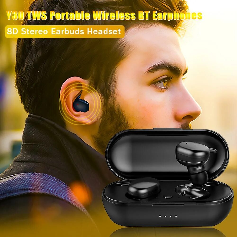 Tws wireless headset наушники беспроводные как подключить Y30 TWS Portable Wireless Bluetooth Earphones 8D Stereo Earbuds Headset - купить