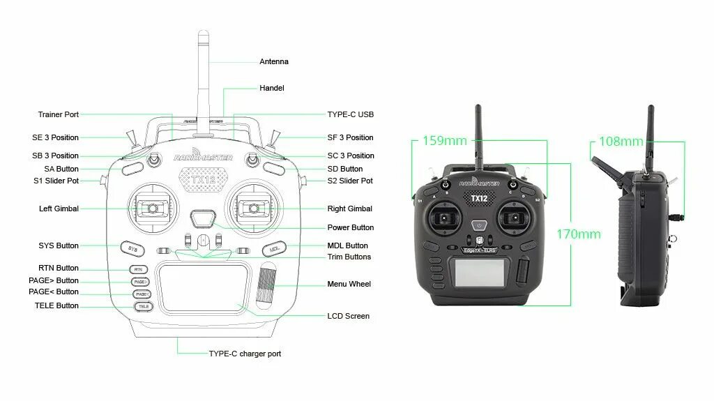 Tx12 подключение к компьютеру товары в наличии Радиопередатчик Radio Master TX12 MK II (ELRS Версия) - купить 