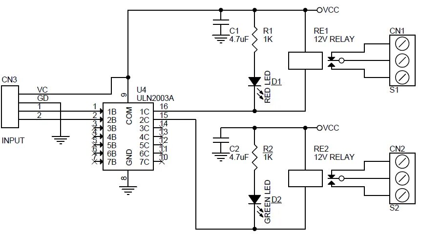 Uln2003apg схема подключения реле Dual-Relay-Board-sch - Electronics-Lab.com