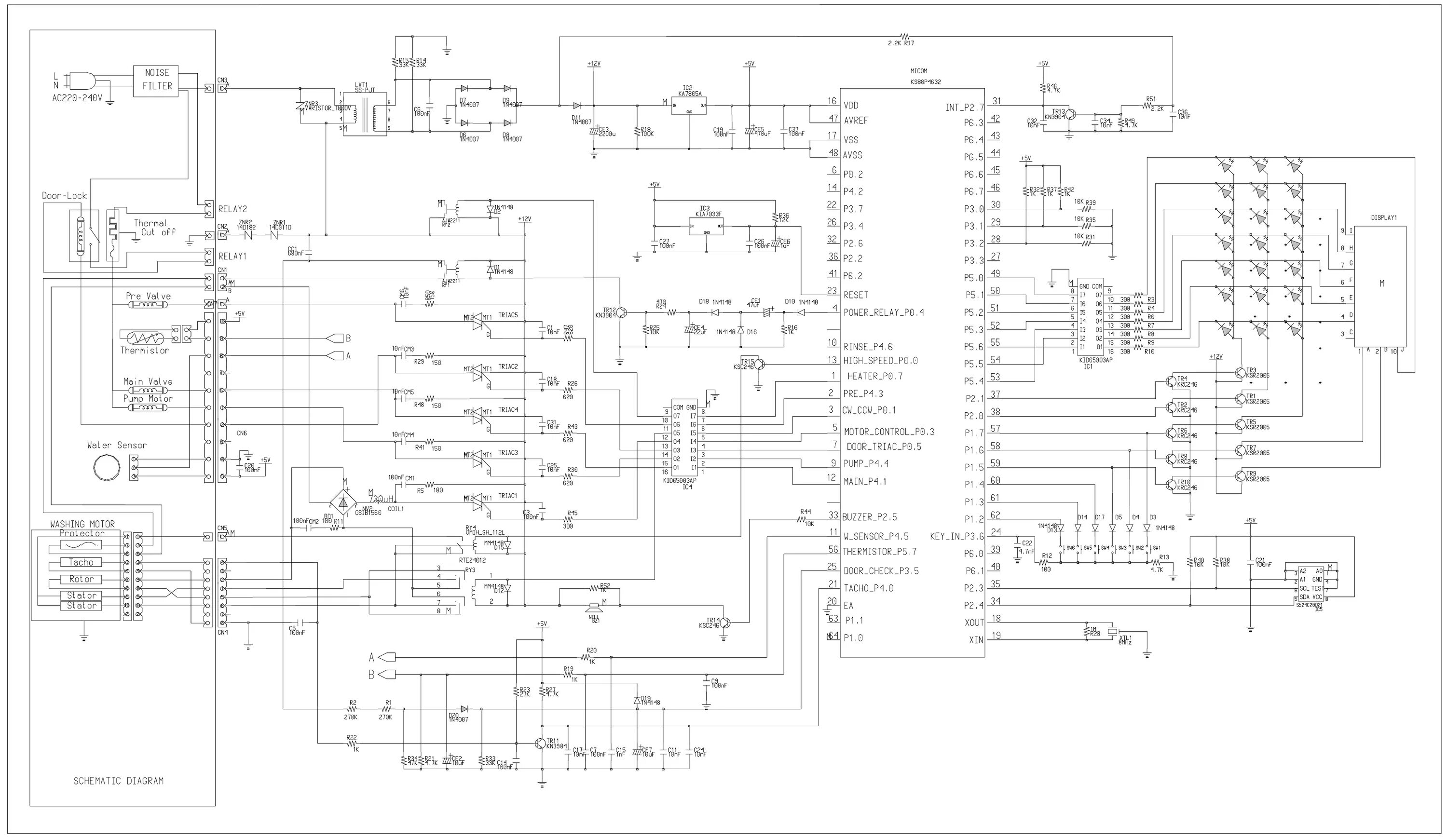 Umb100h a n100ht принципиальная электрическая схема Устранение неисправностей стиральных машин Samsung моделей R1031GWS/YLR, R831GWS