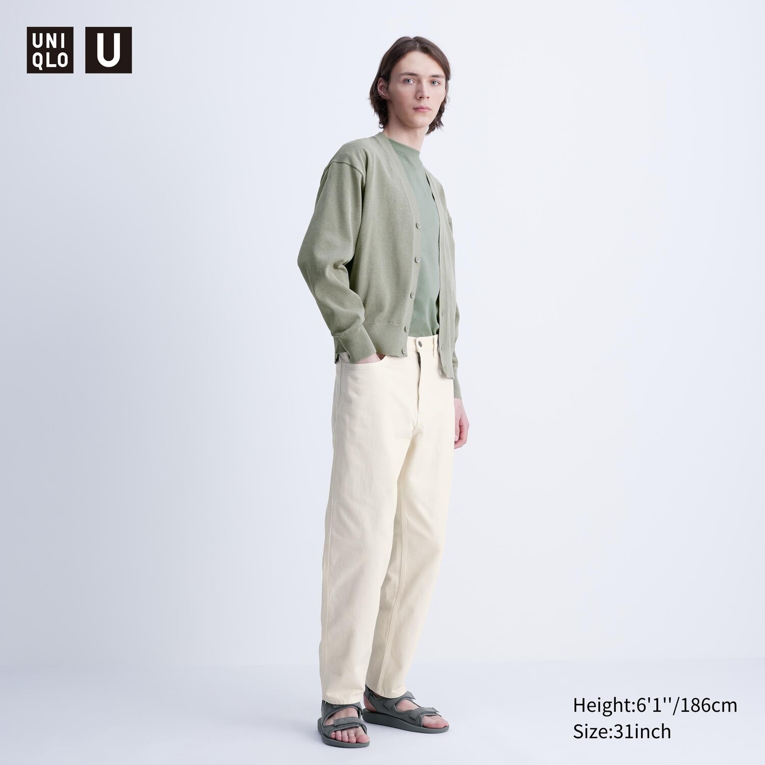Uniqlo джинсы regular фото Цветные широкие джинсы UNIQLO, слоновая кость - купить по выгодным ценам с доста
