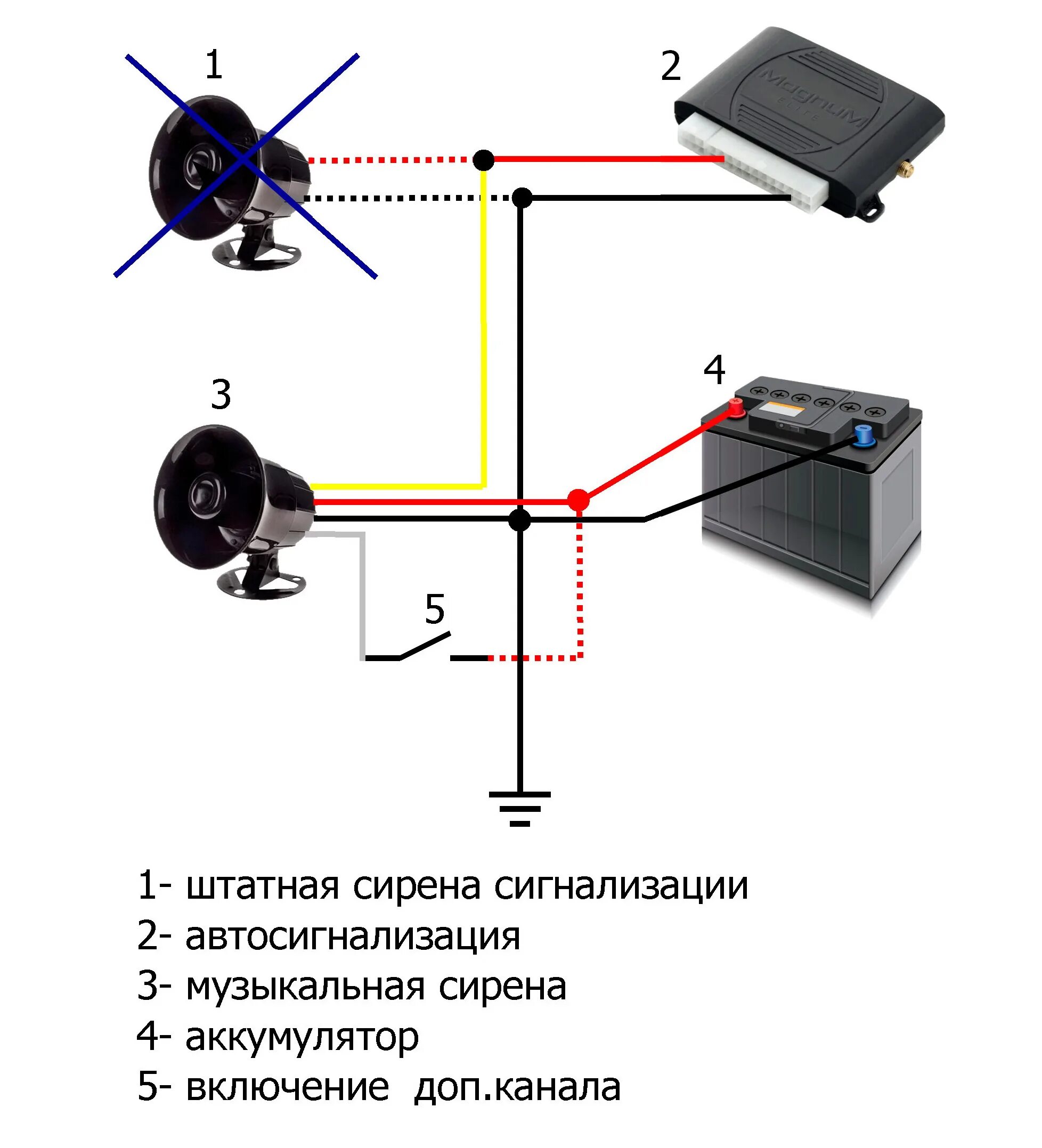 Ups 34 сирена сигнализации схема подключения Сирена подключение