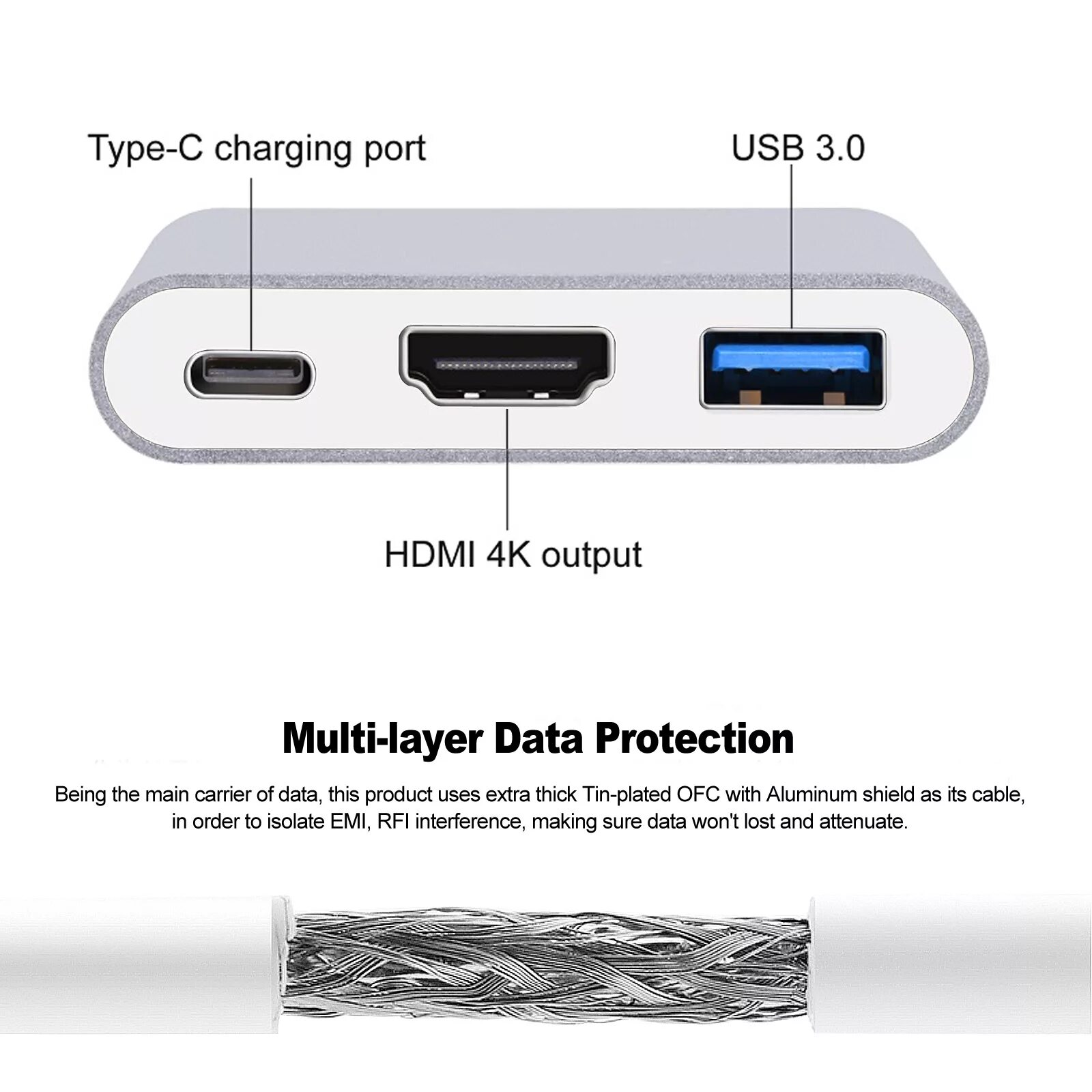 Usb c подключение к компьютеру Купить Usb-кабель Unbranded New USB 3.1 /USB/C, 3 1 4K 1080P HDMI в интернет-маг