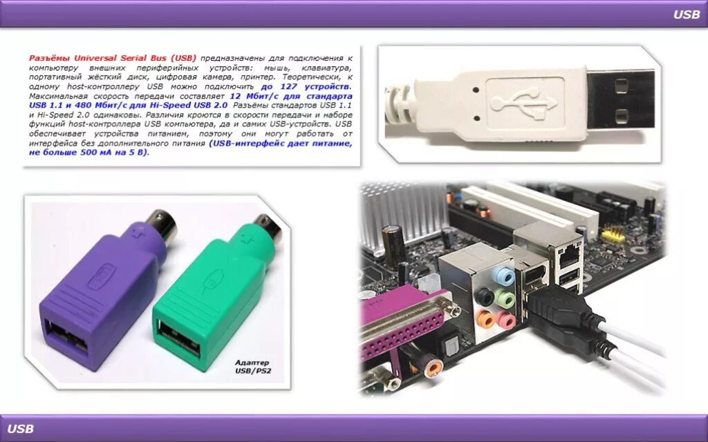 Usb интерфейс для подключения к компьютеру Презентация "Интерфейсы" по информатике - скачать проект