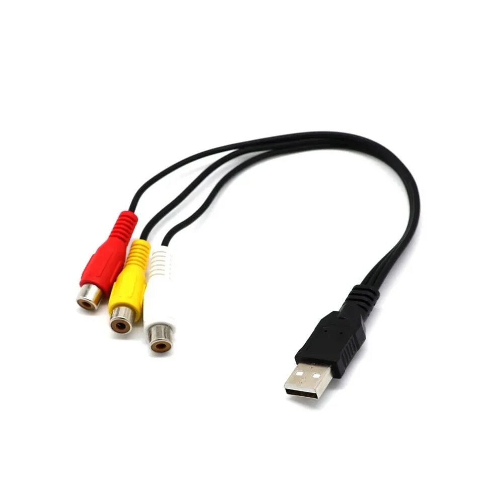 Usb кабель для подключения к телевизору Переходник со штекера USB на гнездо 3 RCA аудио преобразователь видео AV A/V каб