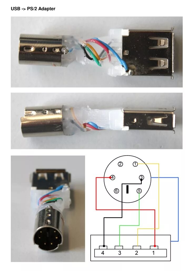 Usb переходники распайка Схема переходника ps 2 usb для мыши