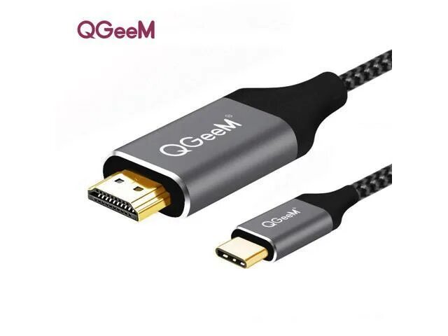 Usb type c подключение к телевизору QGeeM USB C to HDMI 4K Cable adapter Thunderbolt 3 Compatible for huawei mate 20