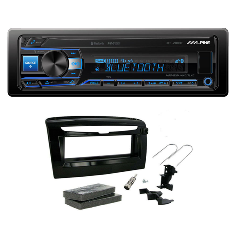Ute 200bt как подключить блютуз Kit Autoradio ALPINE UTE-200BT + mascherina 1 DIN LANCIA ypsilon nero lucido
