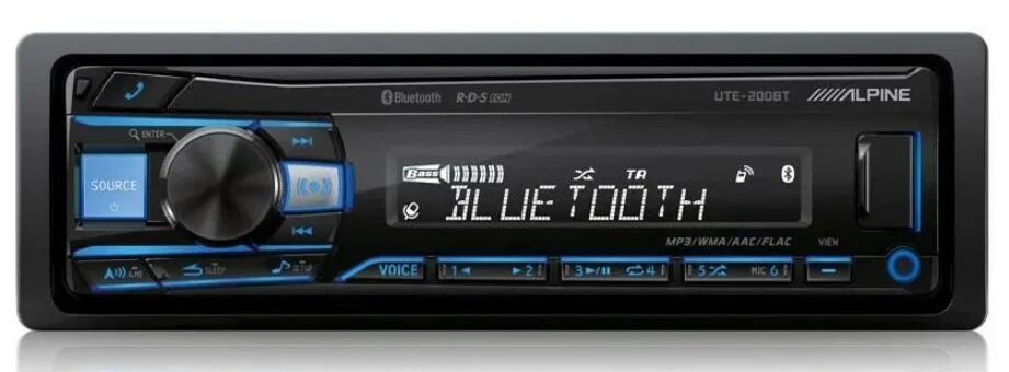 Ute 200bt как подключить блютуз Автомагнитола Alpine UTE-200BT типоразмер 1DIN максимальная мощность 4x50Вт (111
