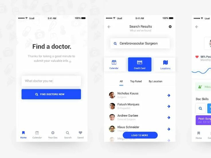 Ux ui дизайн студии Search your Doctor Mobile ui design, App ui design, App design