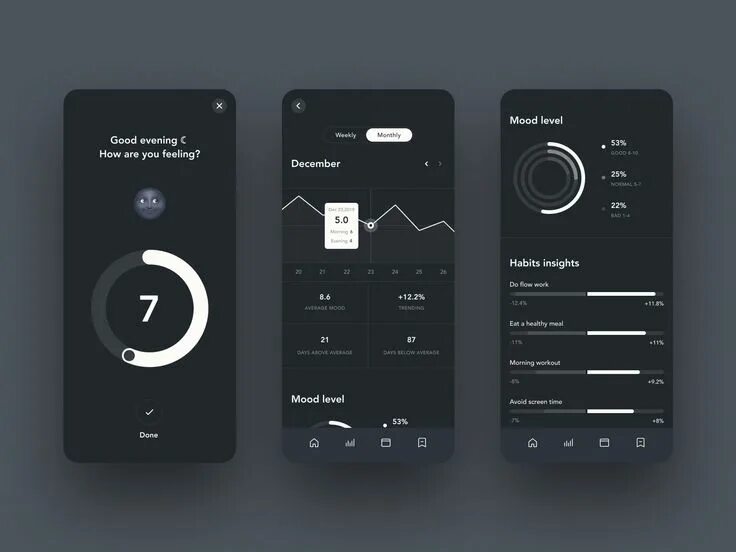 Ux ui дизайн студии 25 Dark Mode UI Design Examples App ui design, Ui design inspiration, App design