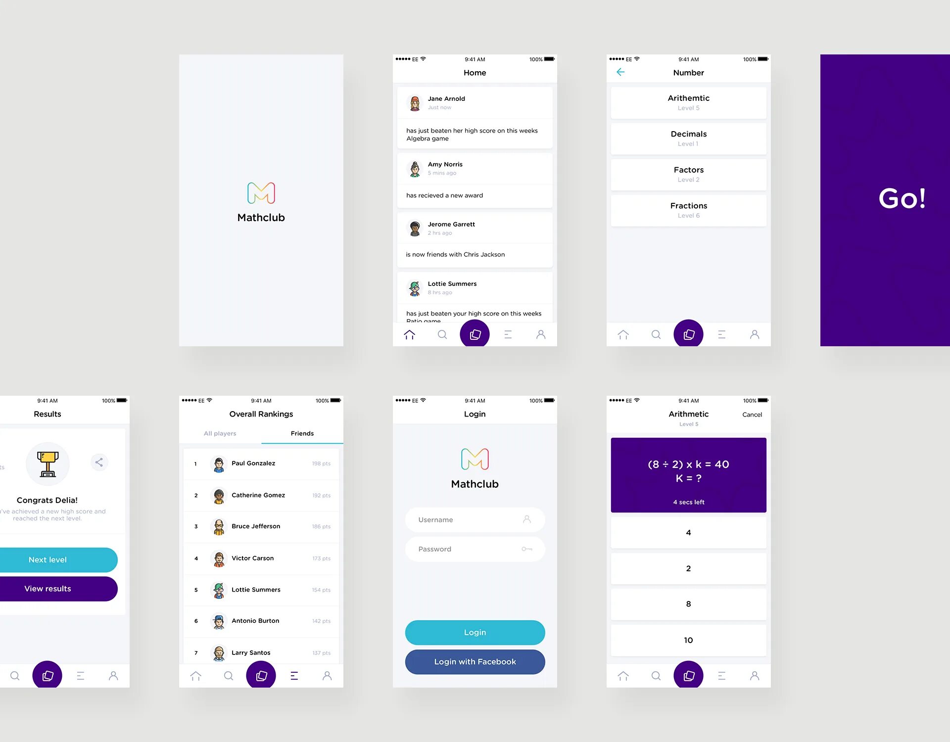 Ux ui дизайн студии Mathclub App Design :: Behance
