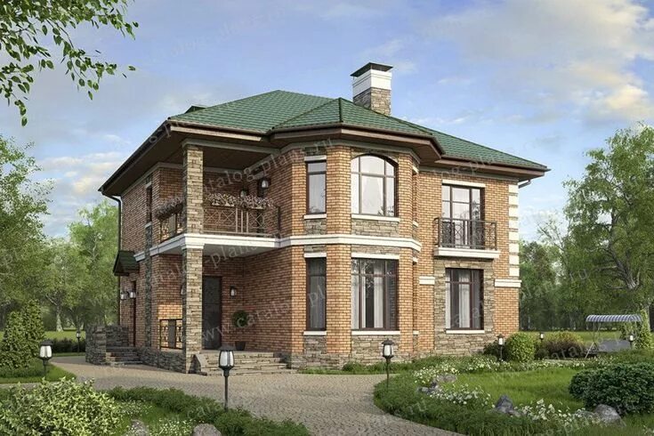 V кирпичный дом планировки Проект двухэтажного кирпичного дома № 40-12K1L в скандинавском стиле каталог Про