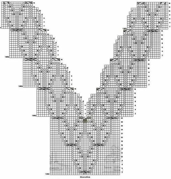 V образные вырезы спицами схемы Схема горловины спицами Lace knitting patterns, Knitting paterns, Knitting techn