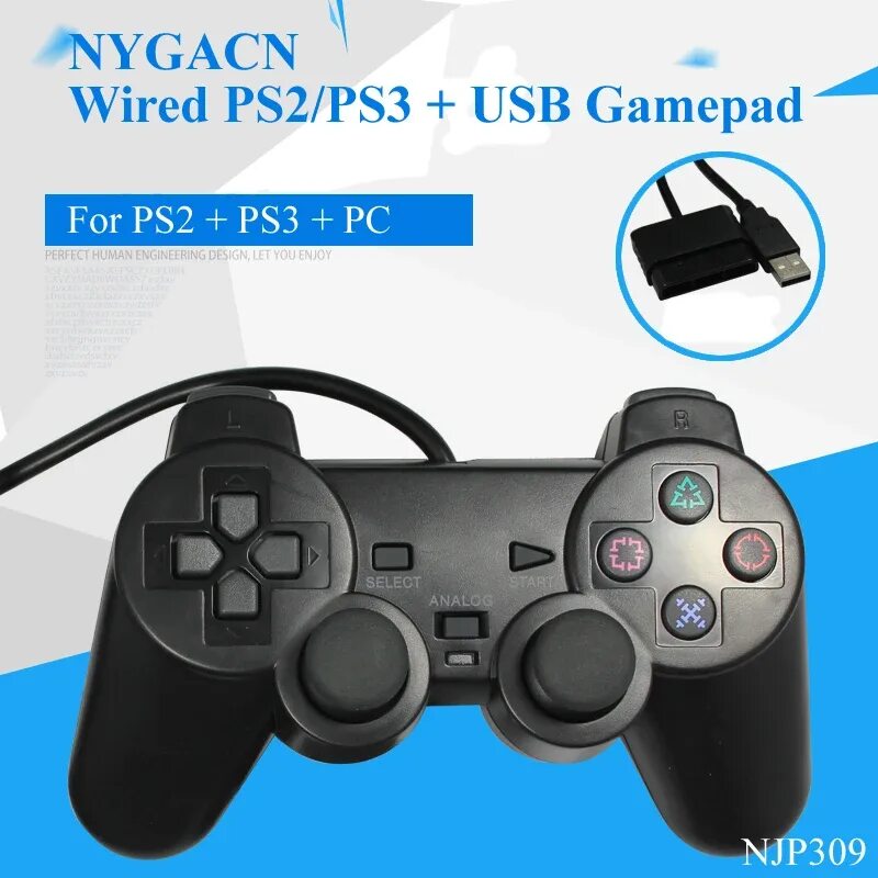 V013 геймпад как подключить к пк NYGACN wired for PS2 + USB connect gamepad NJP309 game handle for PS2/computer f