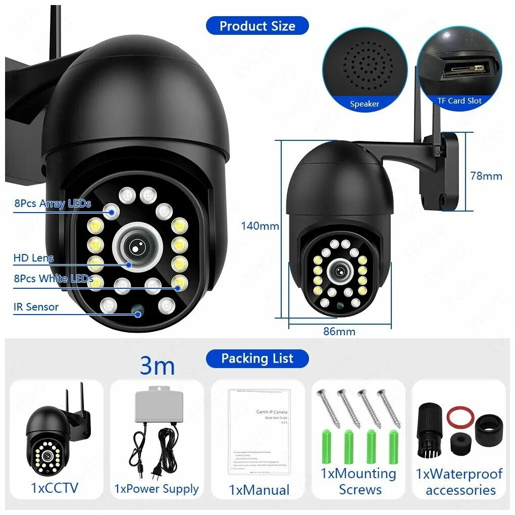 V380 pro на русском как подключить камеру Уличная камера WIFI IP видеокамера поворотная 3мп - купить в интернет-магазине п