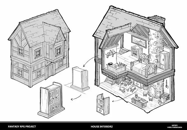 Valheim чертеж дом Medieval House Interior 3 Fantasy map, Medieval houses, Medieval