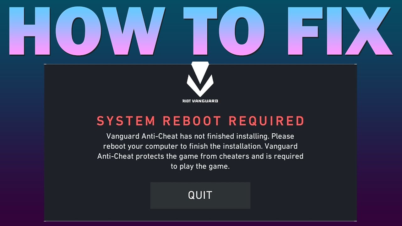 Vanguard anti cheat ошибка подключения Valorant - How to fix SYSTEM REBOOT REQUIRED error/bug - YouTube