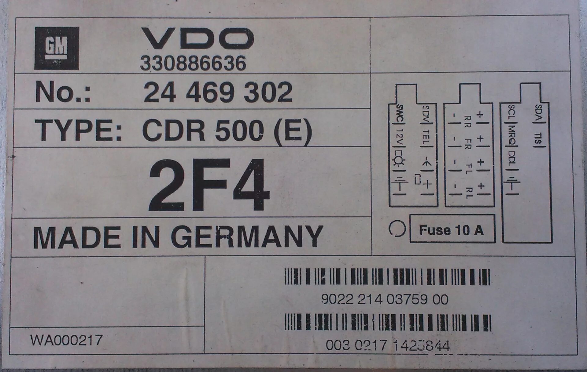 Vdo распиновка USB для VDO CDR 500 (E) Часть 1 "AUX" - Opel Astra G, 1,8 л, 2002 года автозвук 