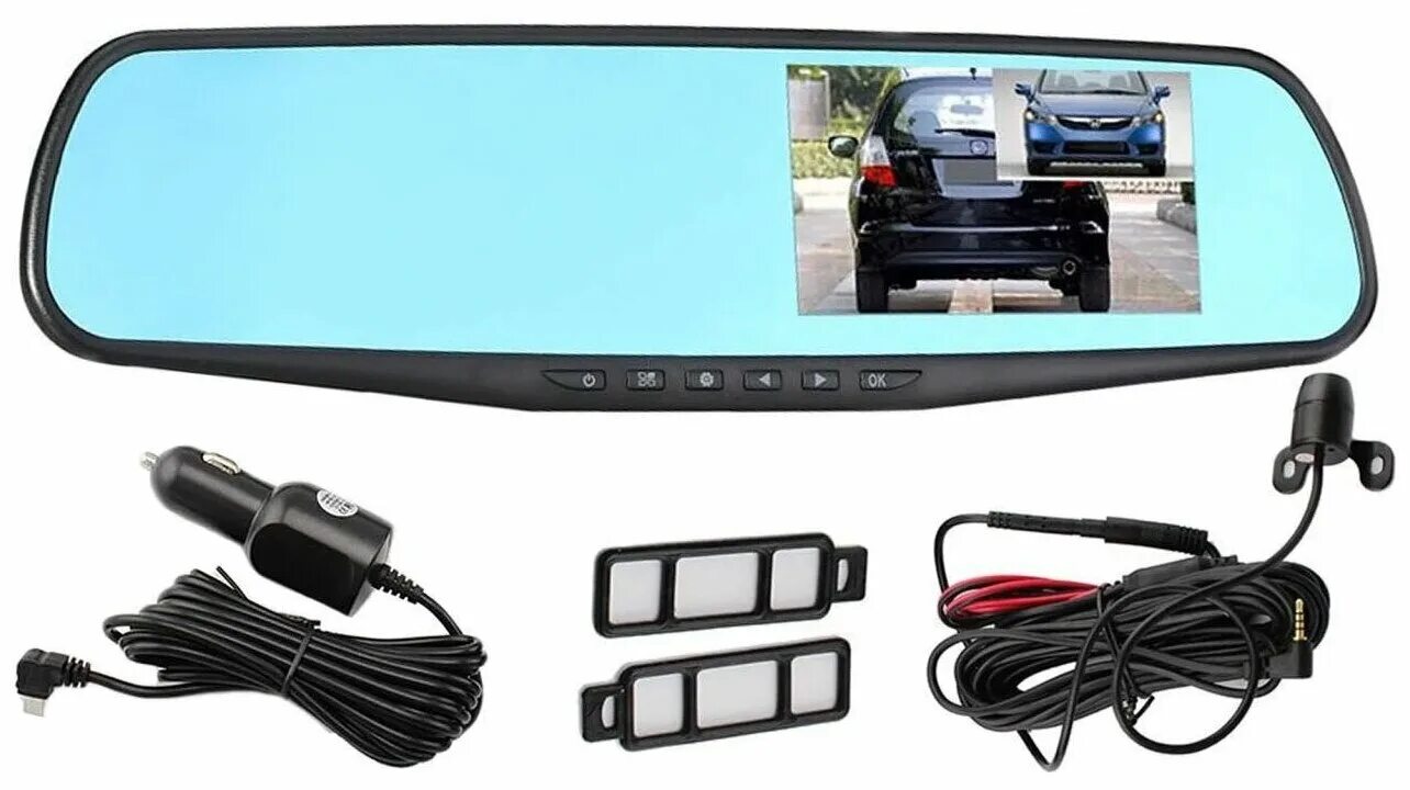 Vehicle blackbox dvr подключение задней камеры Видеорегистратор зеркало NICE DEVICE ND-CM0200 2 камеры - купить по выгодной цен