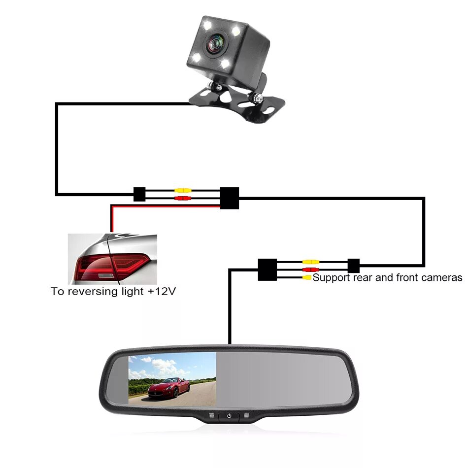 Vehicle blackbox подключение задней камеры 4.3 Inch Tft Lcd Car Windscreen Rear View Mirror Monitor Mounting Bracket Monito