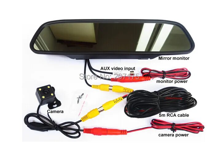 Vehicle blackbox подключение задней камеры 4.3" HD 800*480 Car Mirror Monitor With Bracket 2 Video Input For Rearview Assis
