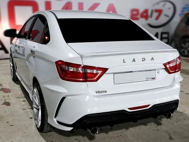 Vesta тюнинг бампер Задний бампер XMUG Lada Vesta, Vesta SW под раздвоенный выхлоп купить по цене 15
