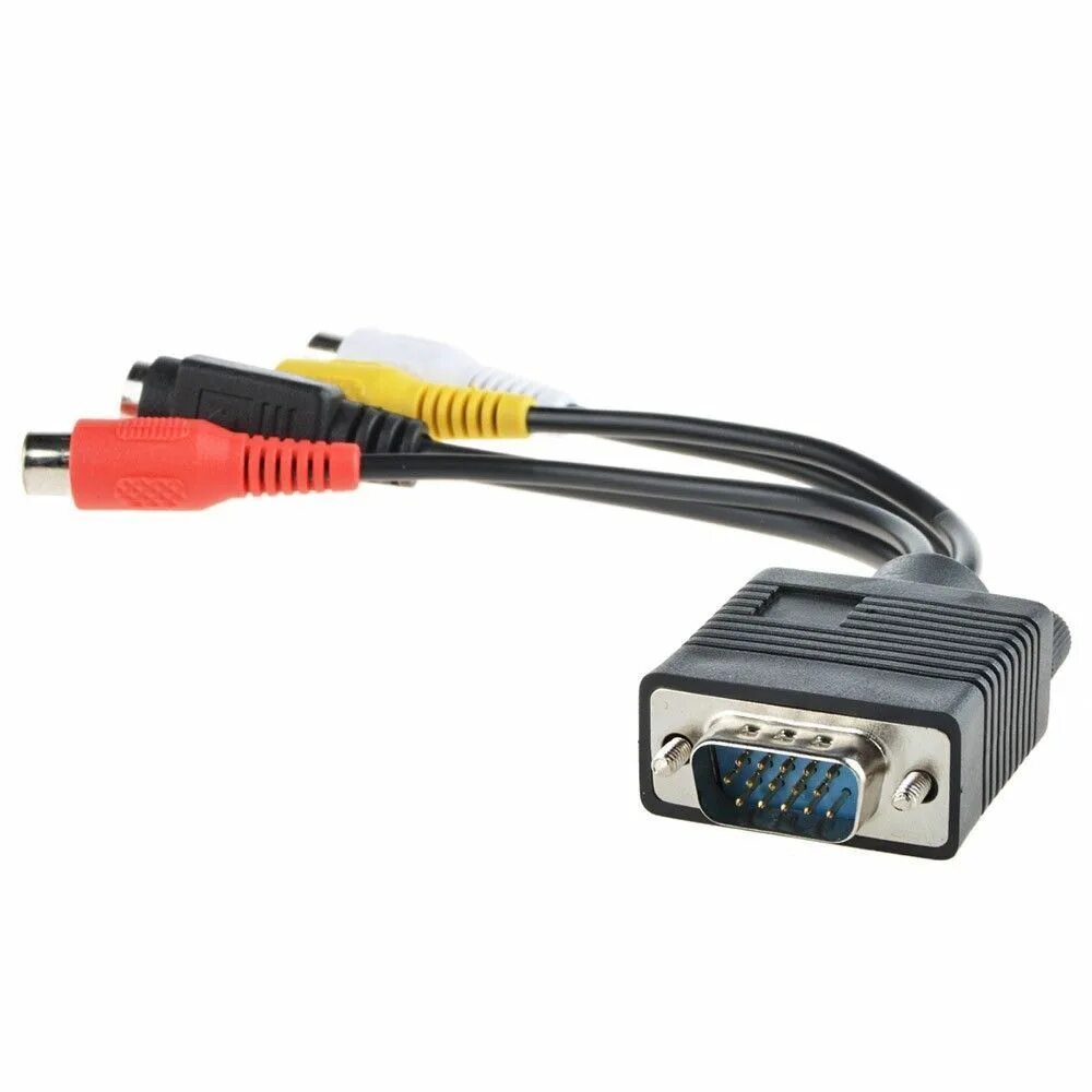 Vga кабель подключение к телевизору VGA SVGA to S-Video 3 RCA AV TV Out Cable Adapter Converter PC Computer Laptop e