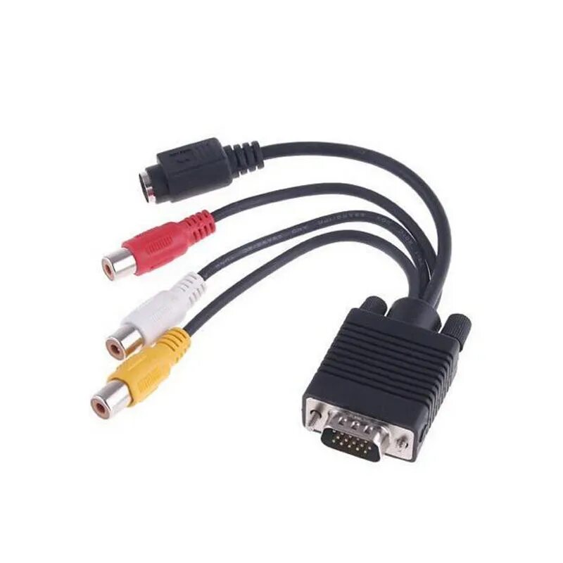 Vga кабель подключение к телевизору JSJ 3 RCA Женский переходник, новый VGA в видео, ТВ-выход, S-Video AV адаптер, в