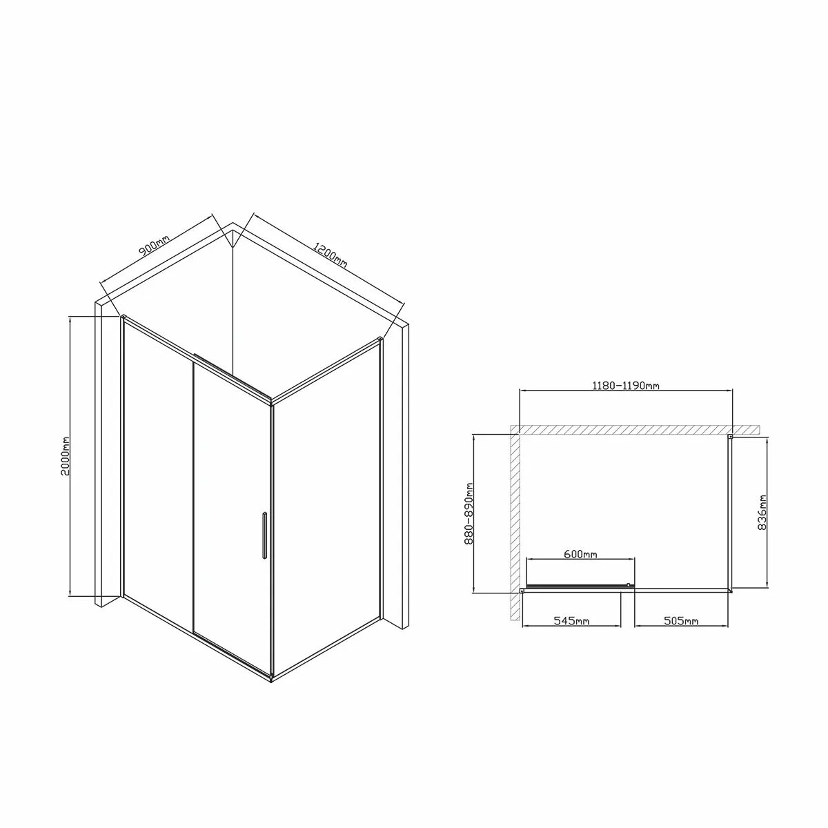 Vincea душевые ограждения инструкция по сборке Душевой уголок Vincea Slim-U VSR-2SU9012CLB, 1200*900, м.черный, стекло прозрачн
