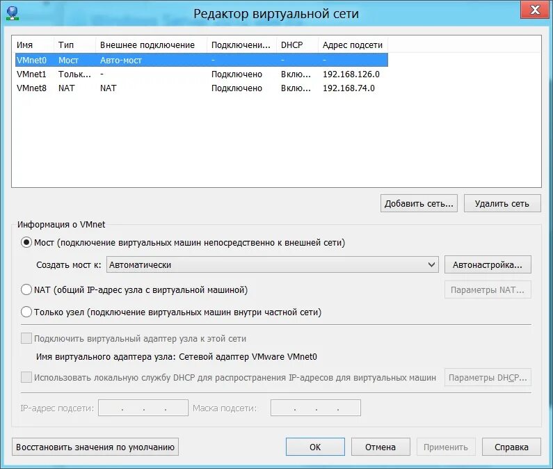 Vmware подключение виртуальной машины Виртуальный адаптер виртуальной сети