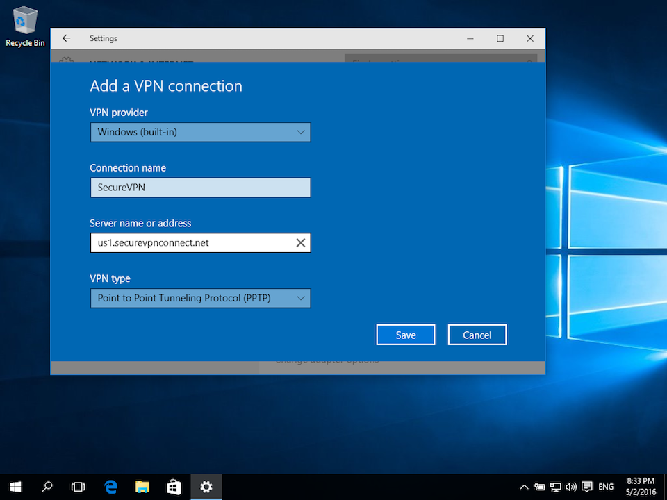 Vpn данные для подключения windows 10 Setup PPTP VPN Connection on Windows 10 SecureVPN