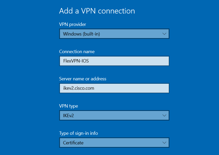 Vpn подключение ikev2 без сертификата windows 10 تكوين FlexVPN IKEv2 لعملاء Windows المدمجين - Cisco