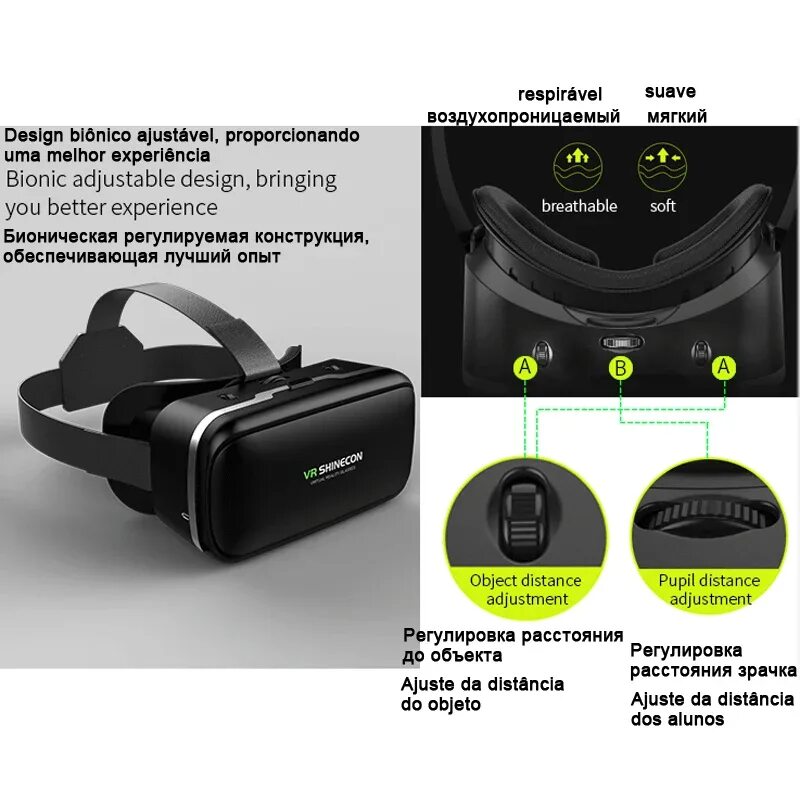 Vr shinecon как подключить к пк Смарт-очки Shinecon 6.0 VR для iPhone и Android, погружающий 3D игровой опыт с б
