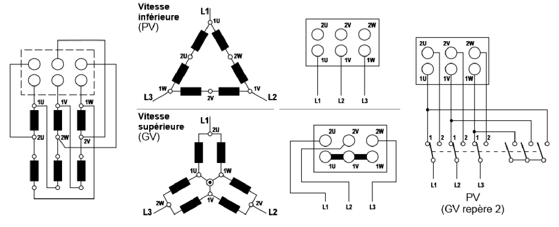 W v u подключение двигателя motor - Dahlander winding: Does the voltage rating change between connections? -