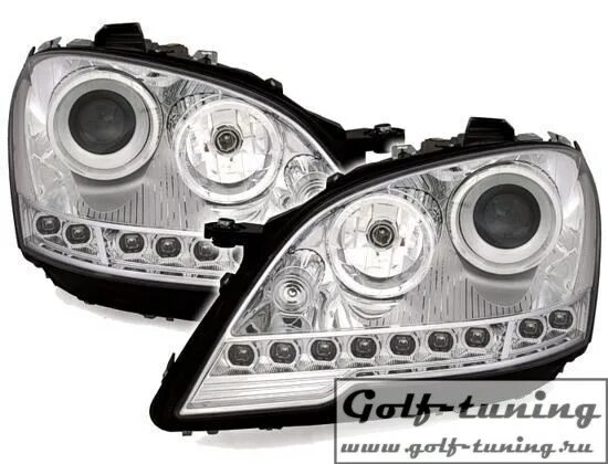 W164 тюнинг фар Mercedes W164 08-11 Фары Devil eyes, Dayline 1691485 - купить в Москве