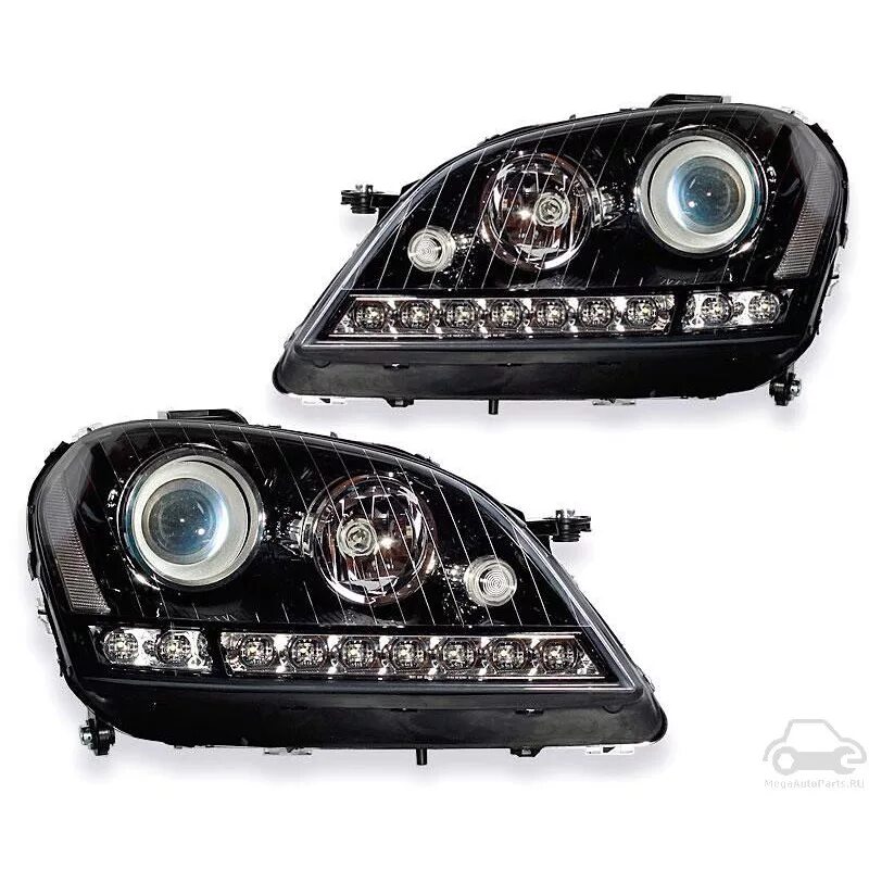 W164 тюнинг фар Комплект линзованных фар с led (светодиоды) на Мерседес В164 - DEPO - купить по 