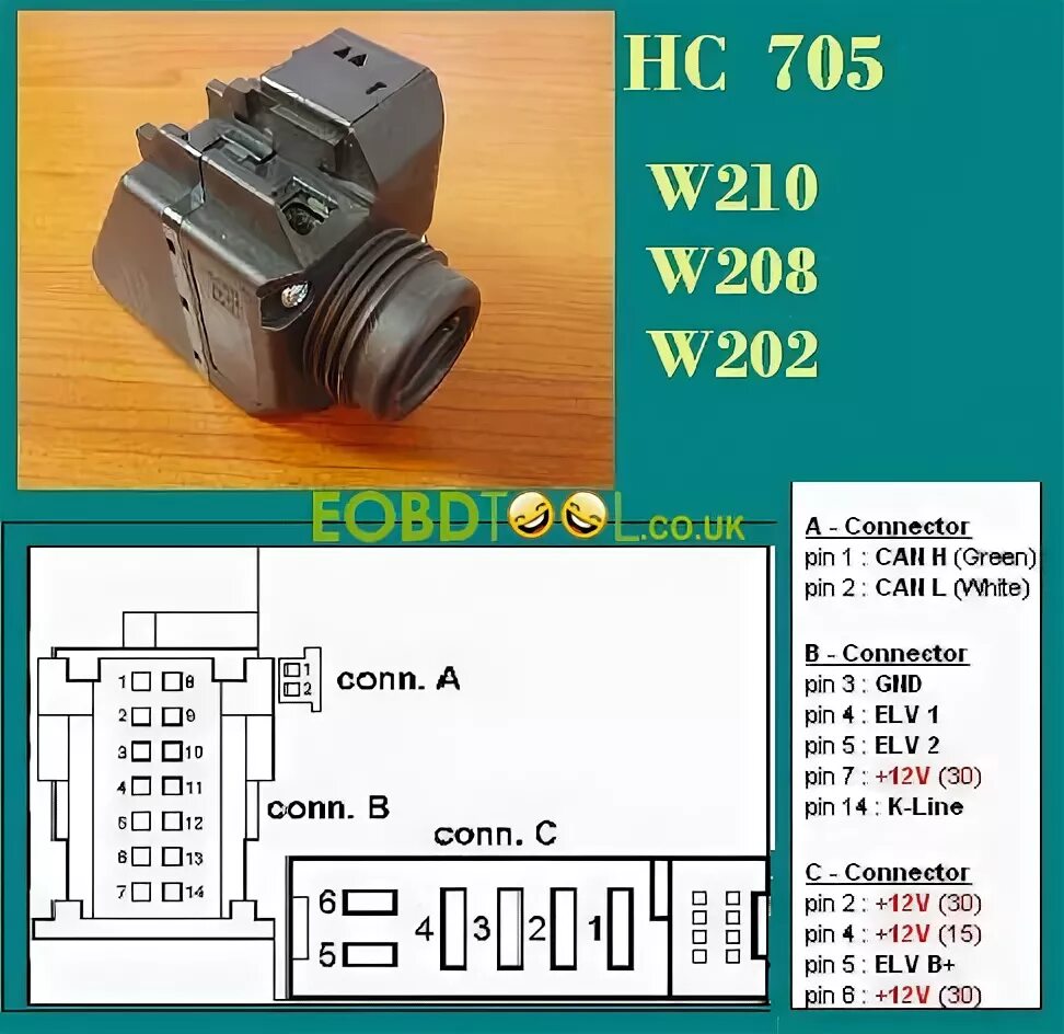 W210 подключение сигнализации vvdi-mb-W210-W208-W202-HC705 EOBDTOOL Blog