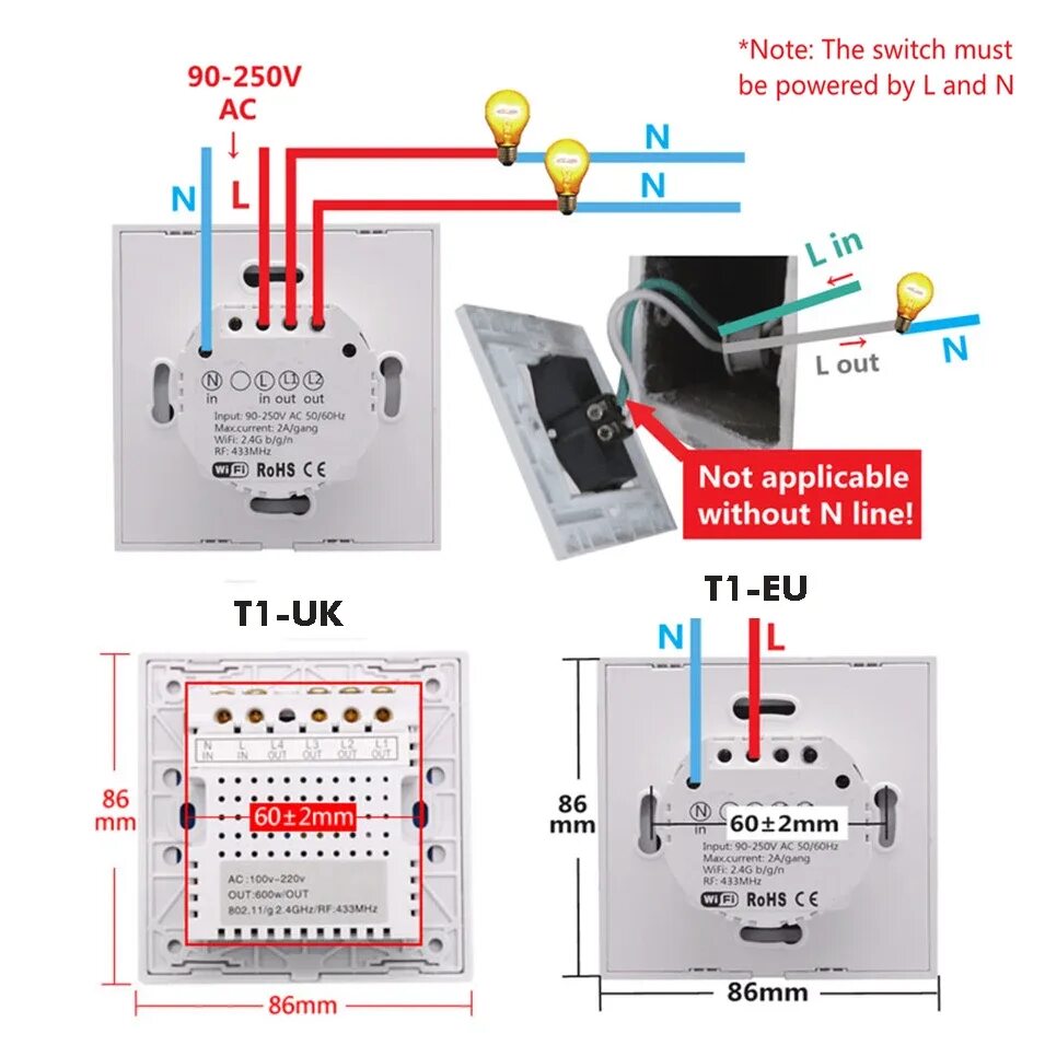 Wall switch выключатель как подключить Реле без нуля фото - DelaDom.ru