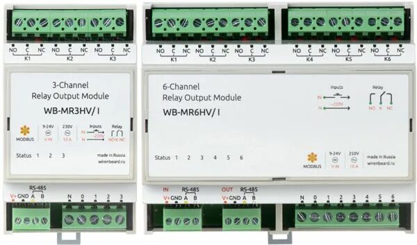 Wb mr6c v 2 схема подключения WB-MR3xV and WB-MR6xV Modbus Relay Modules - Wiren Board