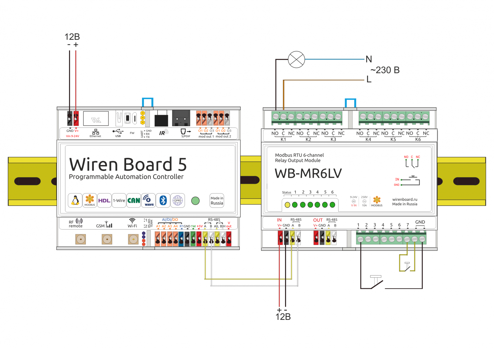 Wb mr6c v 2 схема подключения WB-MR3xV and WB-MR6xV Modbus Relay Modules english - Wiren Board