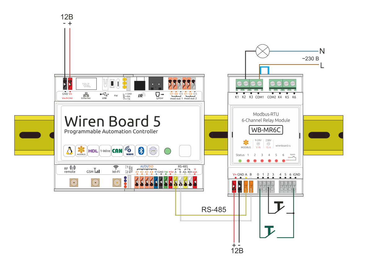 Wb mr6c v 2 схема подключения Файл:Installation WBMR6C + WB5.png - Wiren Board