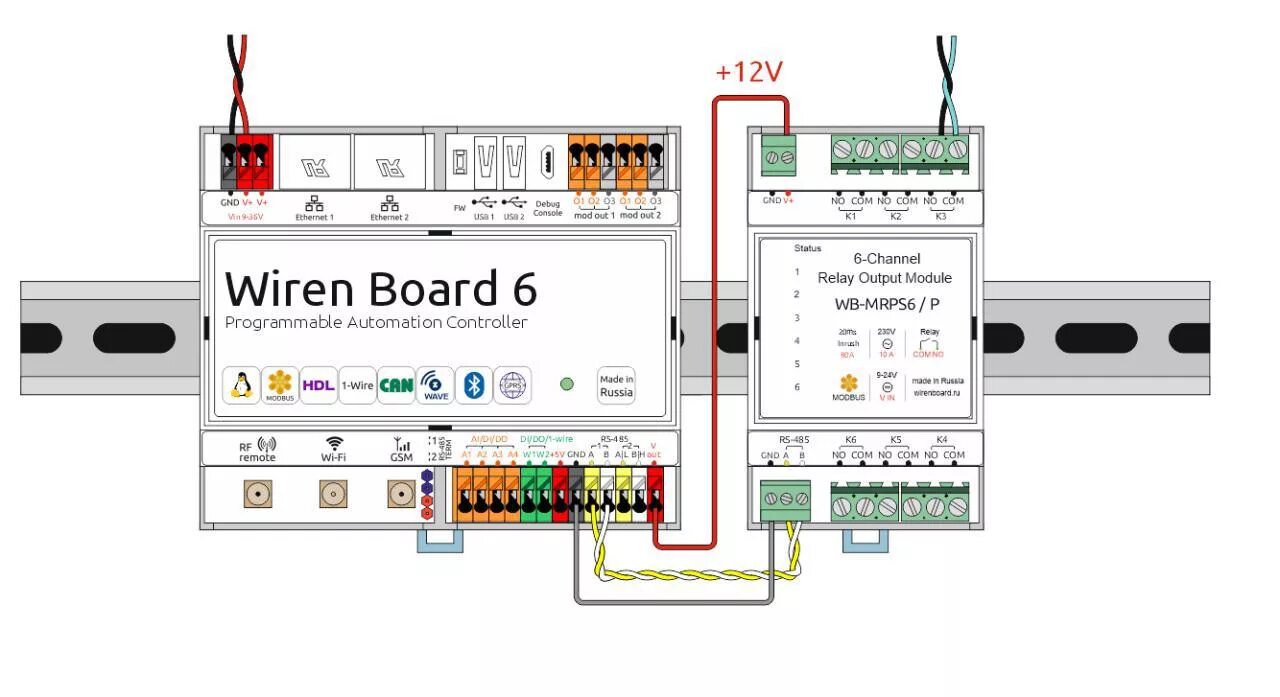 Wb mr6c v 3 схема подключения Модуль Modbus-реле WB-MRPS6 - Wiren Board