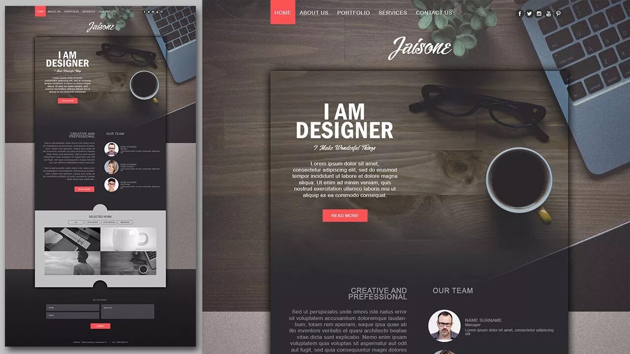 Web дизайн студия Photoshop Website Design Tutorial - Stylish Portfolio With Grain Texture - YouTu