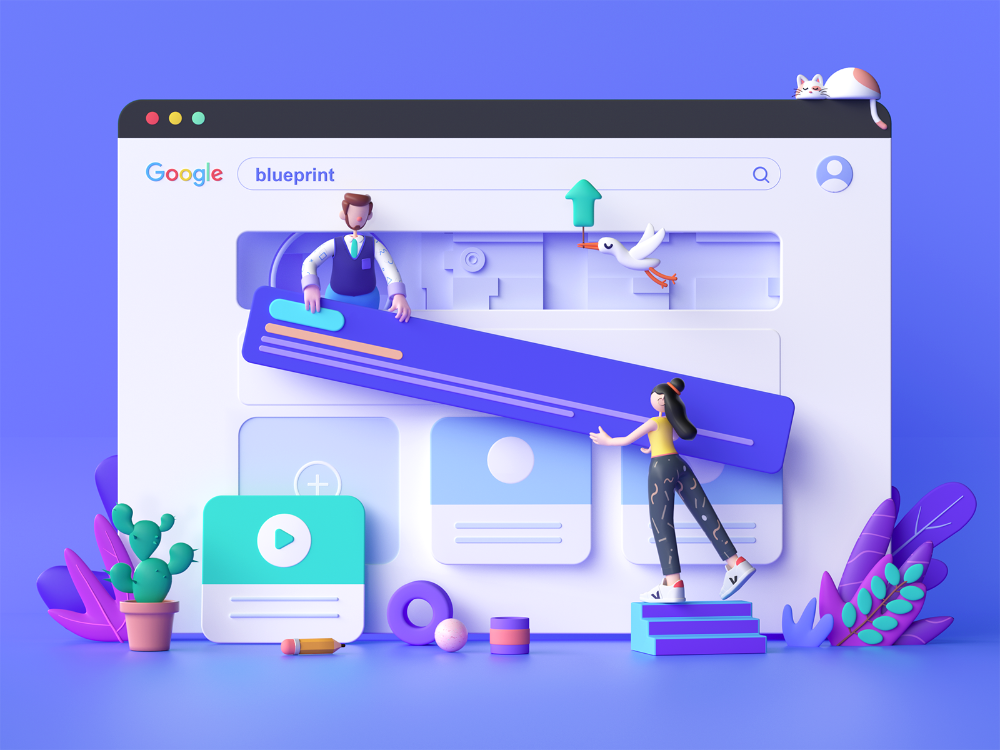 Web дизайн студия Blueprint - landing page Design skills, 3d illustration, Digital illustration
